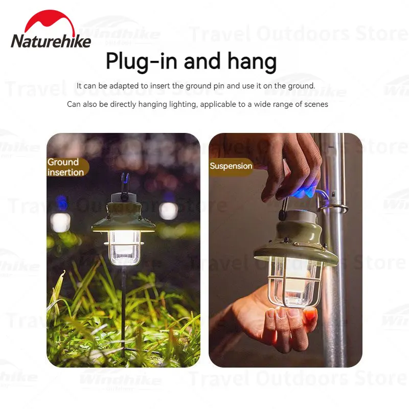 Naturehike Camping Ambient Light IP44 Waterproof Mini Portable USB Night Light Garden Floor Stand Lights Outdoor Fishing Lamp