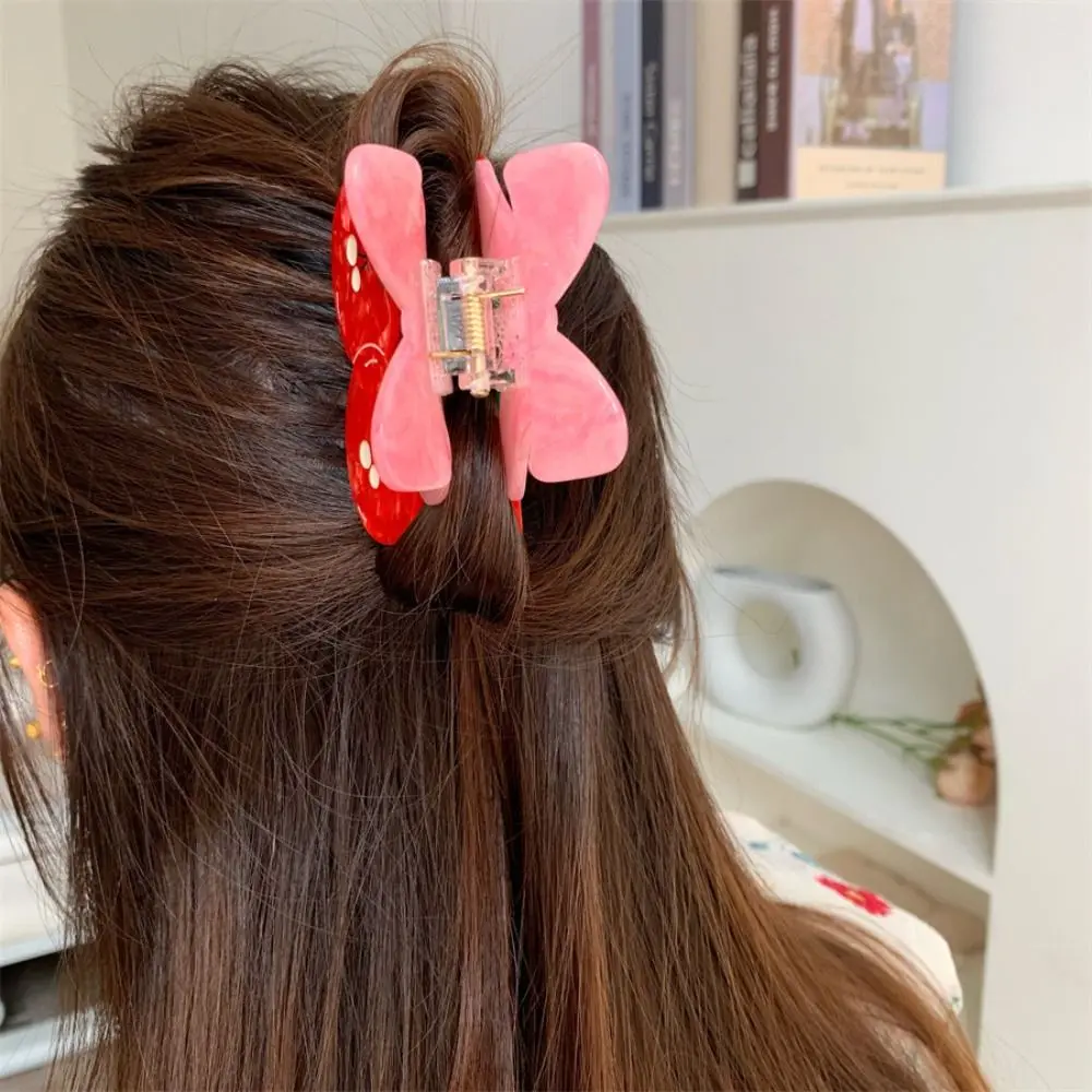 

Creative Korean Style Cherry Hair Claw Cute Acetic Acid Fruit Gripper Sweet Red Geometry Shark Clip Female