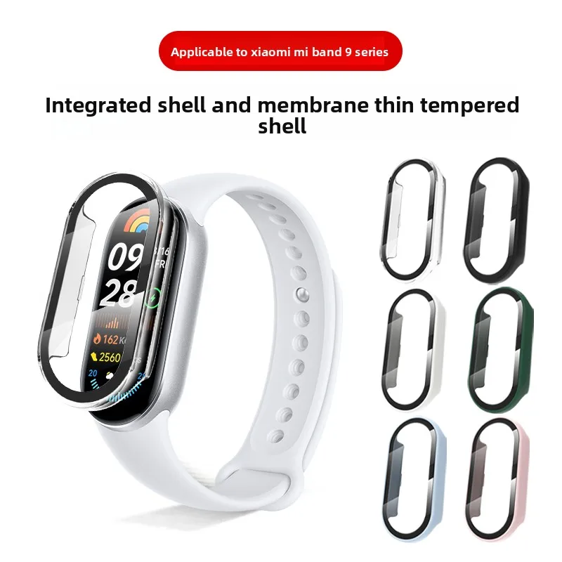 ฟิล์มป้องกันสำหรับ Xiao mi Mi Band 10 9 8 ฟิล์มนาฬิกาอัจฉริยะ เคสแข็งแบบรวมพร้อมฟิล์มกระจกนิรภัย