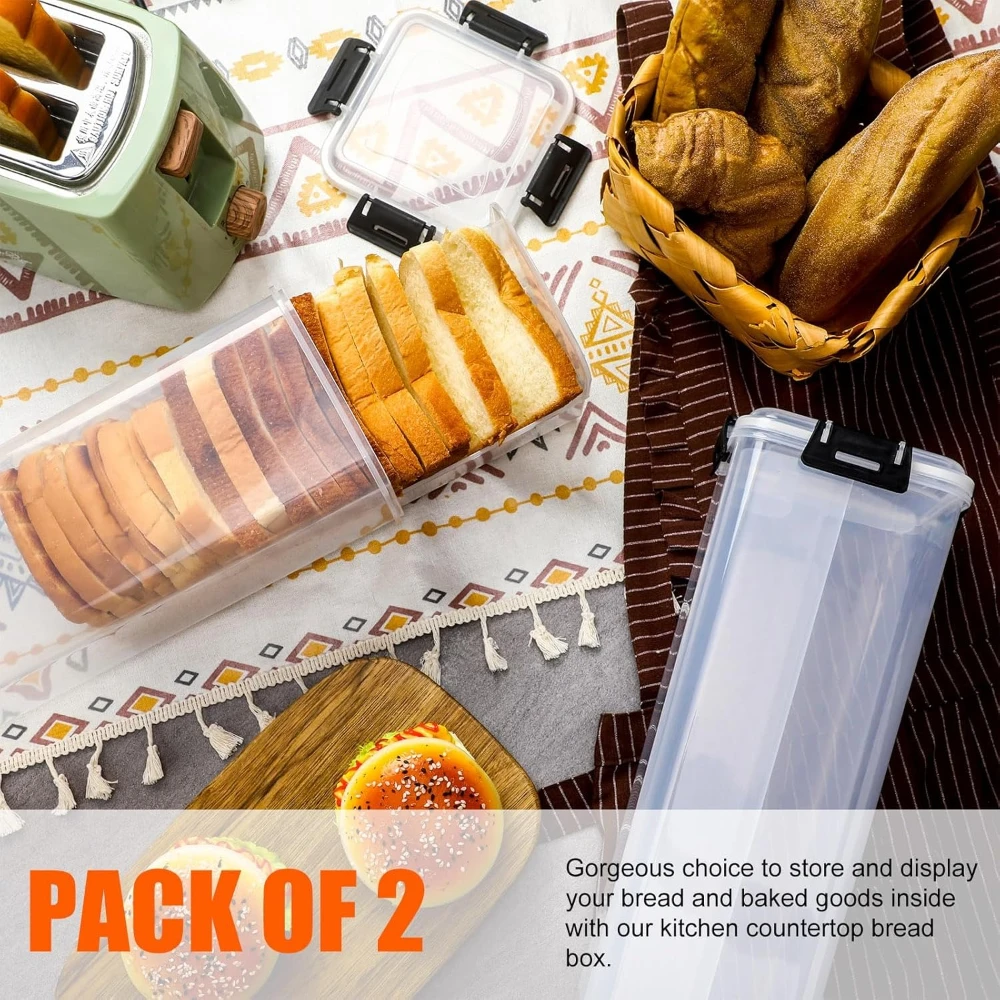 Recipiente de armazenamento de pão de 4 litros, caixa de pão de plástico com tampa de vedação, caixa de armazenamento de pão, dispensador de pão de sanduíche, armazenamento de pão