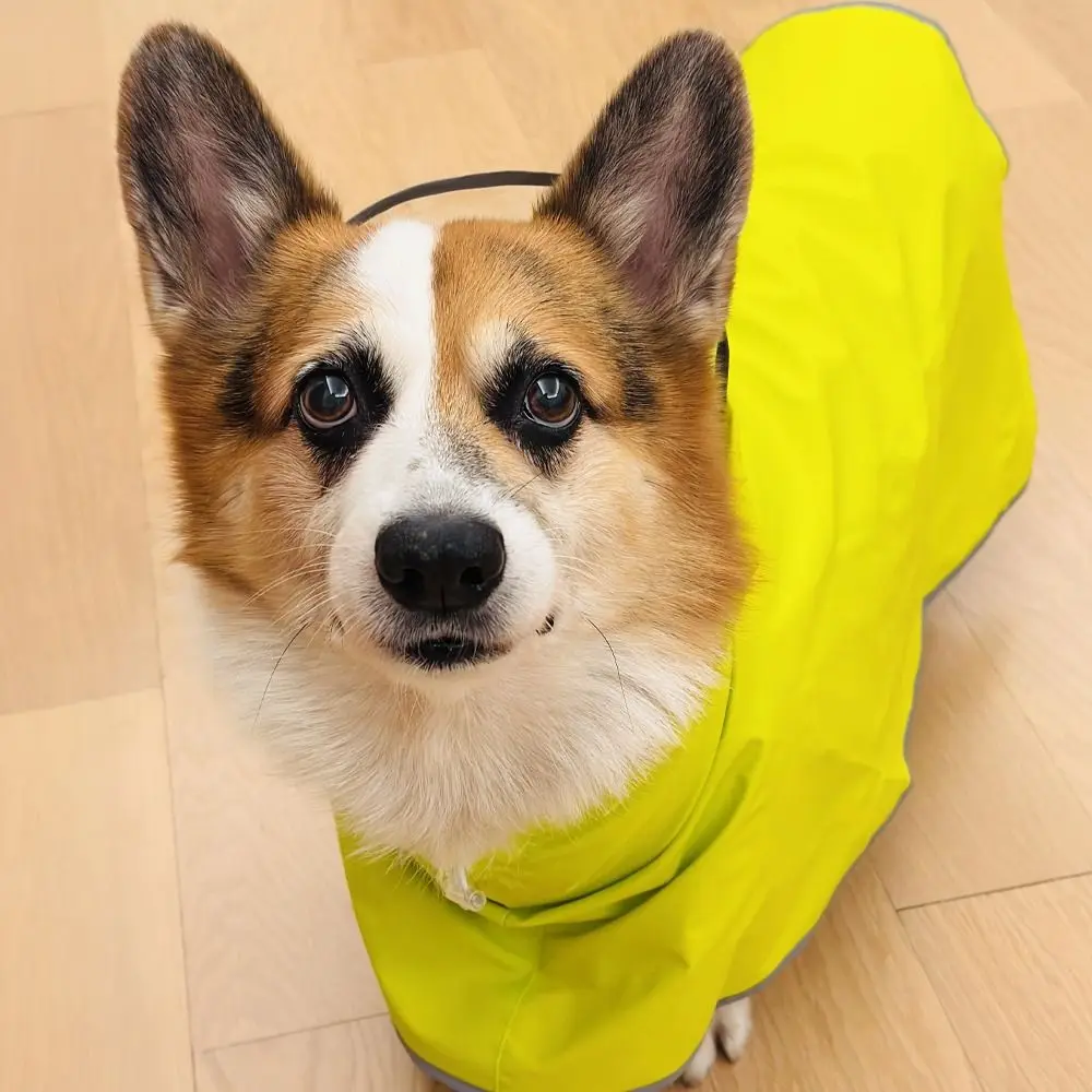 

Reflective Stripe Dog Hooded Raincoat Leash Hole Dirt-Resistant Waterproof Cloak Oxford Cloth Full Coverage Rain Jumpsuit