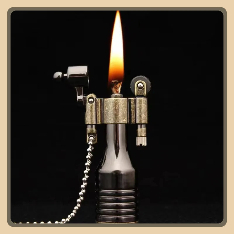 Retro Kerosene Lighter Bullet Torch Lighter Grinding Wheel Metal Keychain Lighters Cigarette Smoking Accessories Gadget Man Gift