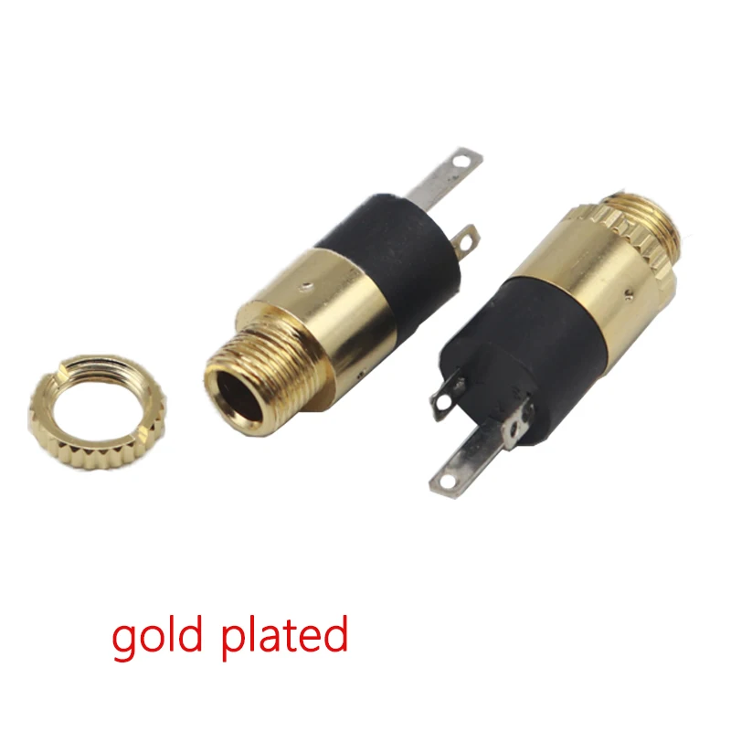 【10-2PCS】3.5MM Cylindrical Socket PJ-392 Stereo Female Socket Jack With Screw 3.5 Audio Video Headphone Connector PJ392 GOLD PLA