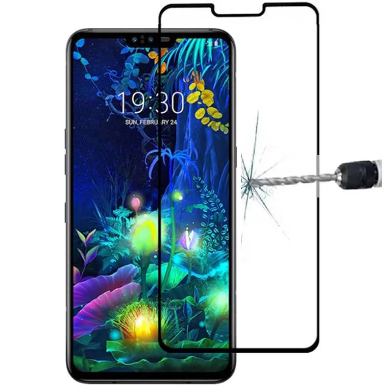 2PC Tempered Glass for LG V50 ThinQ 5G Full Screen Glue HD Film Explosion-proof Phone Screen Protector Glass with Black Frame