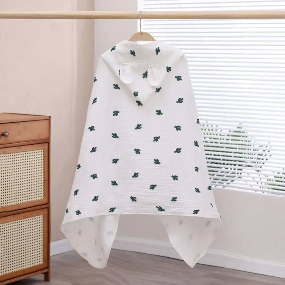 Cartoon Printed Baby Gauze Bath Towel Soft Four Layer Hooded Bathrobe Comfortable Absorbent Cartoon Cloak Towel Sleepwear