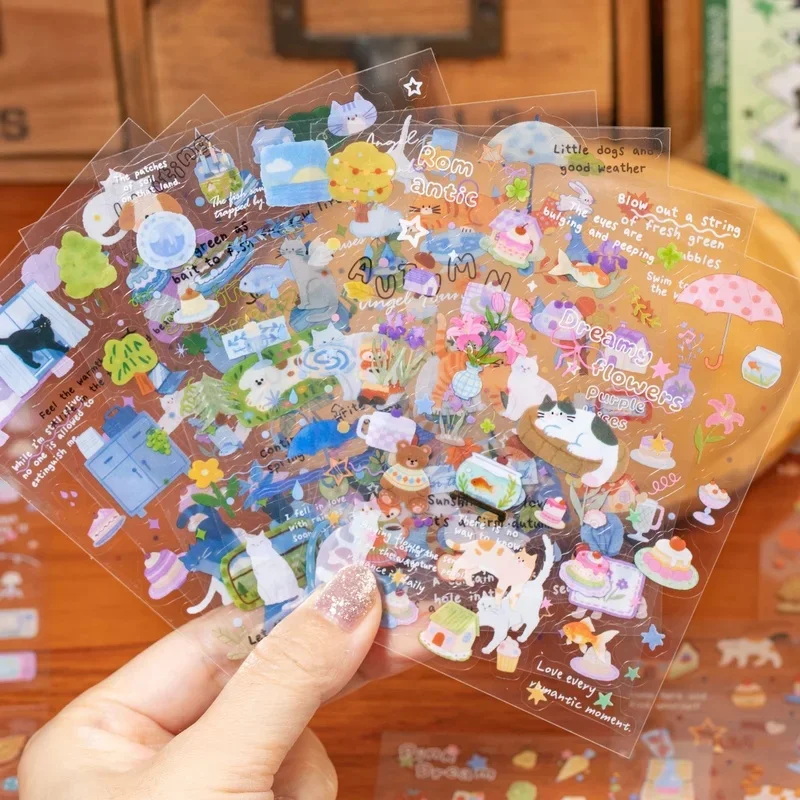 20pcs Kawaii Cat Diy Scrapbooking supplies Decor Stickers Junk Journal Hand made Planner Collage material Stationery supplies