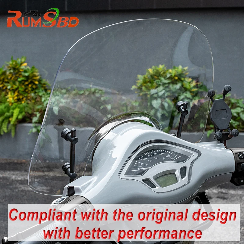 Lorababer Déflecteur De Vent Pare-Brise Rond Pour Vespa LX50 LX125 LX150 GT200 GTS250 GTS300 - Gris Fumé