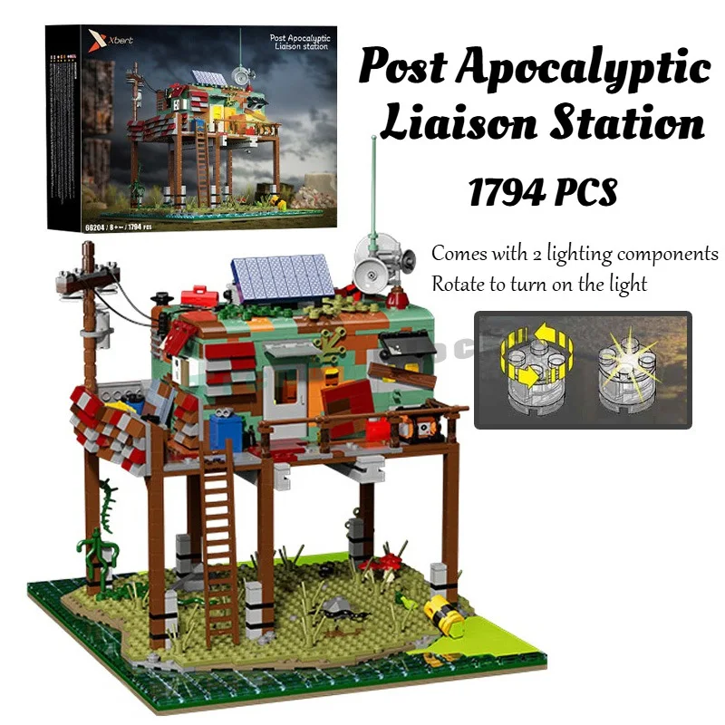 1794PCS Post Apocalyptic Liaison Station LED Shelter Building Blocks,Street View Architecture House Collect Decor DIY Toys Gifts