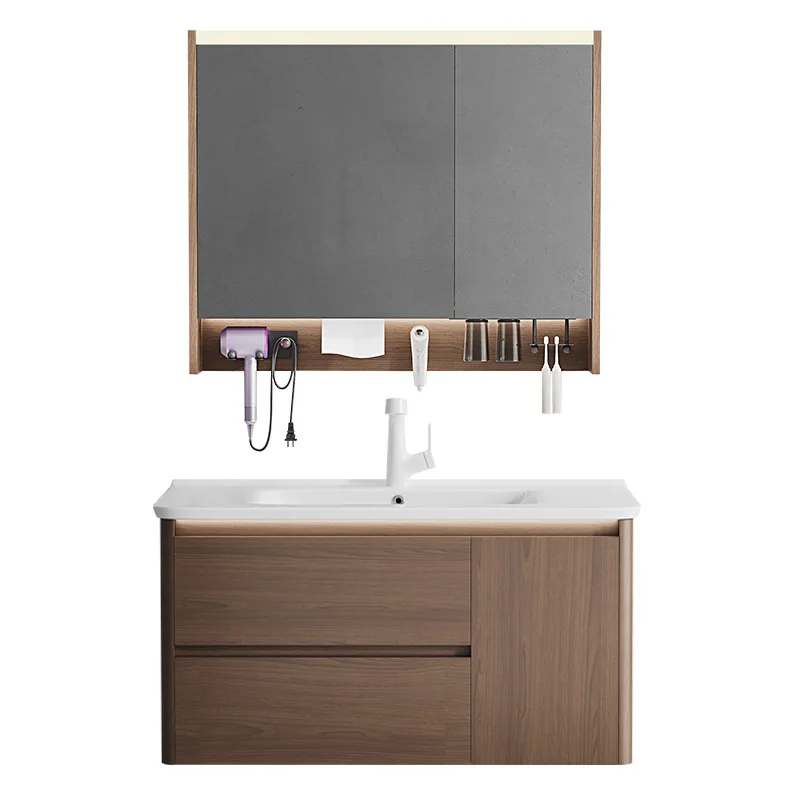 

Haute couture crescent new Chinese aviation plate paint-free with storage integrated ceramic basin smart bathroom cabinet