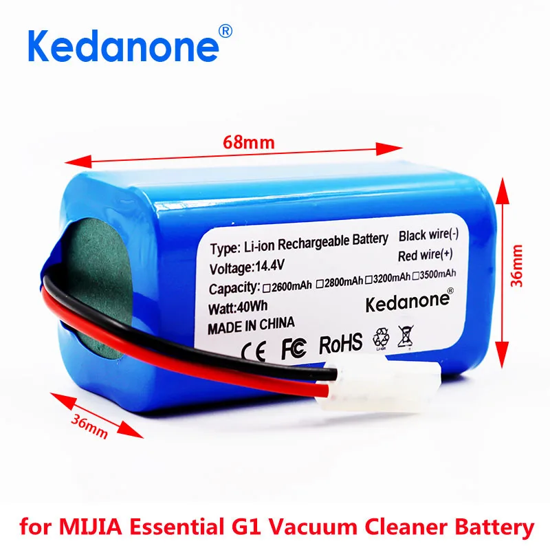 14.4V 2600mAh lithium ion battery,18650 battery pack suitable for Xiaomi G1 Mi Essential MJSTG1 robot vacuum cleaner,