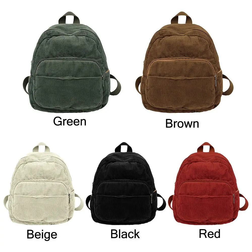 Casual Small Backpacks Aesthetic Corduroy Mini Backpack Purse Japanese Style Travel Roomly Double Shoulder Bags New Hot