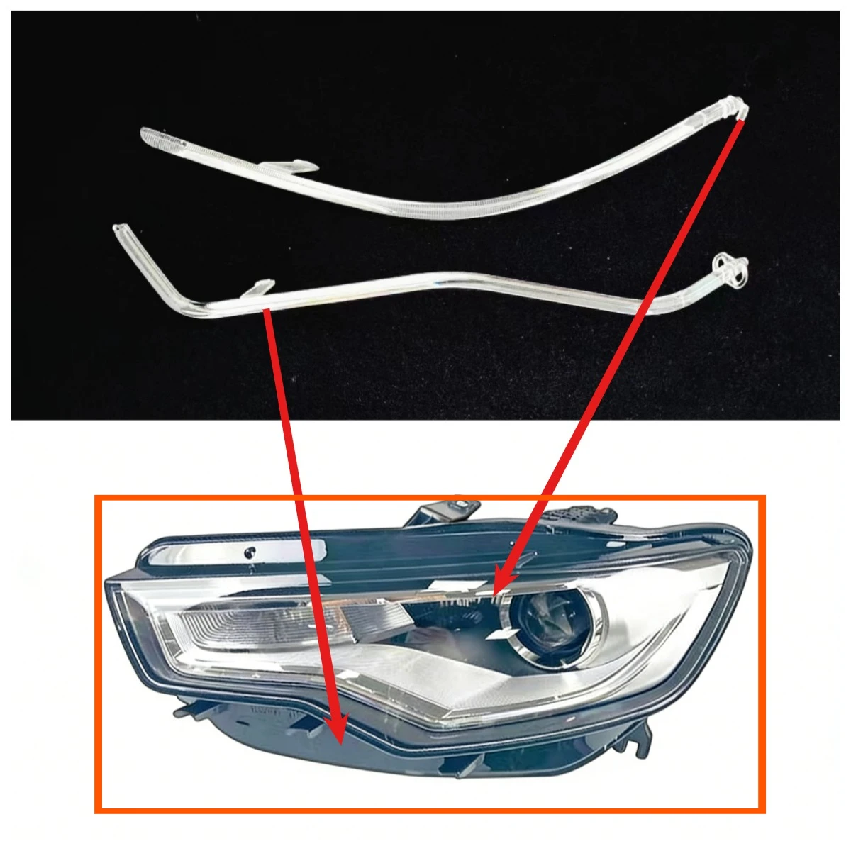 

New For Audi A6 C7 2012-2015 Headlight DRL Xenon Daytime Running Light Guide Plate DRL Tube Strip Replacement Car Accessories