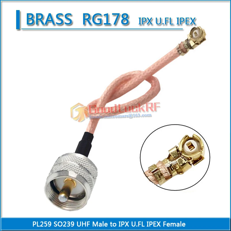 IPX U.FL IPEX Female to UHF PL259 SO239 Male Female Washer Nut Right Angle 90 Degree Jumper RG178 extend Cable RF Connector