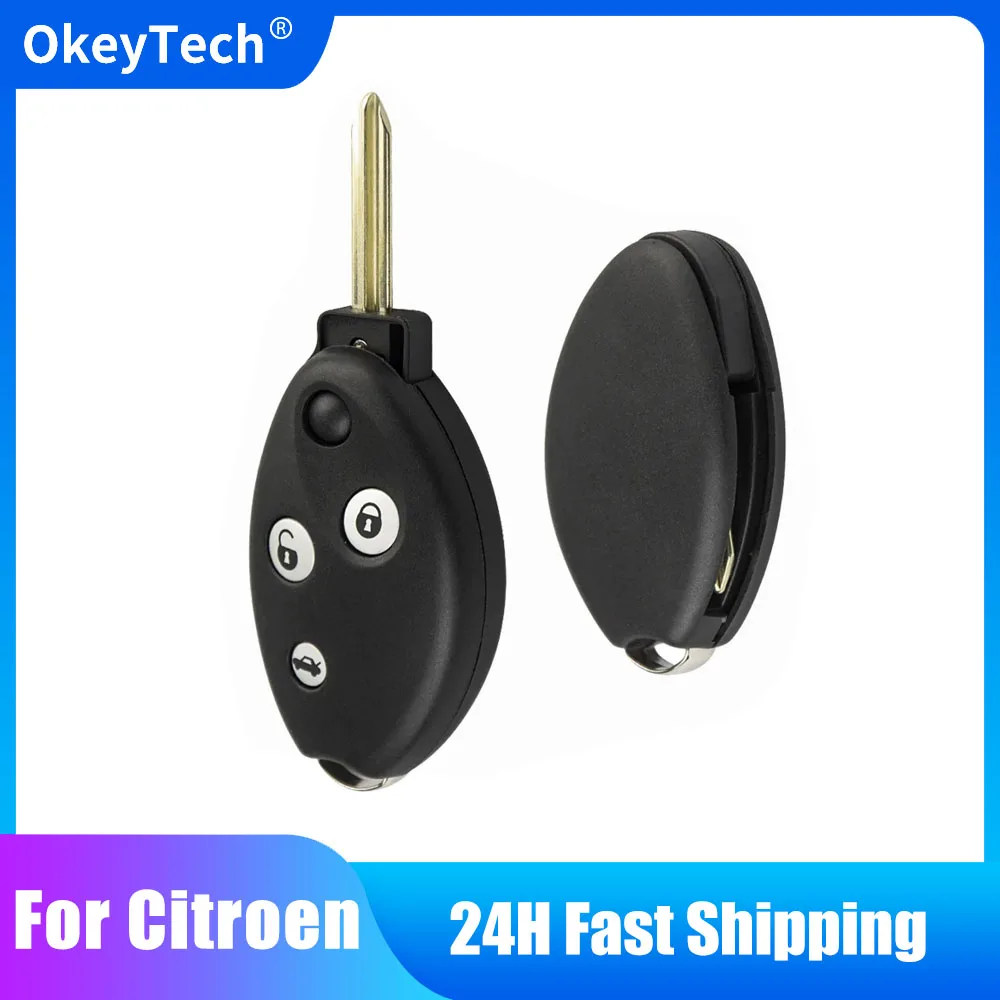 

OkeyTech Key Shell Fob Case for Citroen C3 C4 C5 Saxo Xsara Picasso Berlingo 3 Button with Rubber Pad Car Accessories Alarm