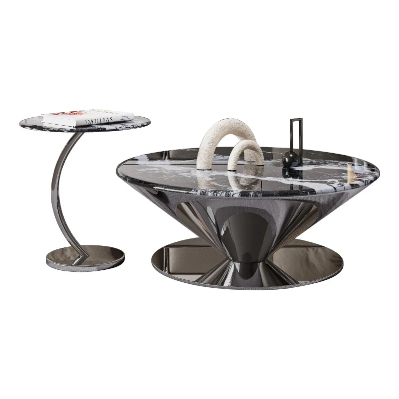 

Light luxury minimalist marble coffee table living room simple modern size round combination designer coffee table