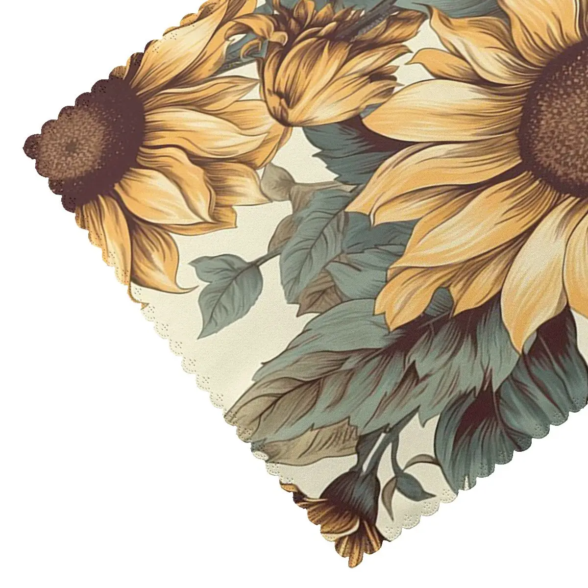 Golden Sunflower Cluster Botanical Drawing Placemat Non-Slip Plate Mat for Dining Table Bowl Coaster Home Decor Absorbent Mats