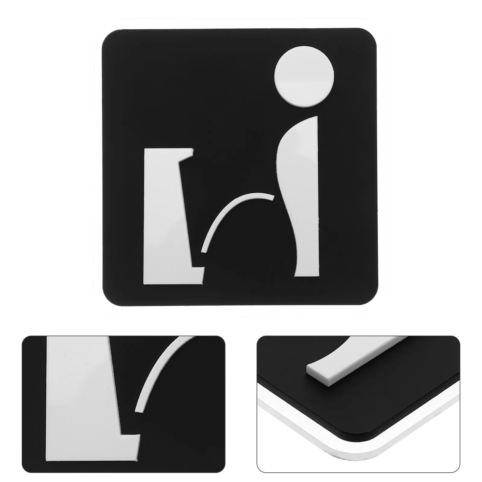 Self Adhesive Acrylic Men Toilet Sign Bathroom Wall Decoration Waterproof Scratch Resistant Minimalist Door Art for Hotel Office