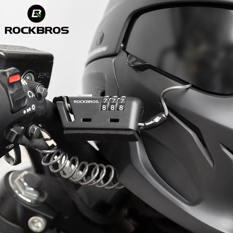 ROCKBROS-candado antirrobo para casco de bicicleta, ultraligero, Flexible, con contraseña de 3 dígitos