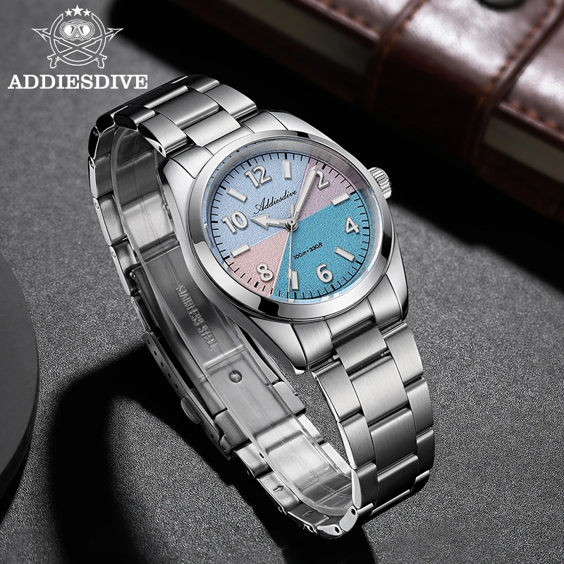 ADDIESDIVE Men's Watches New 36mm Top Brand Quartz Wristwatch Sapphire 316L Stainless Steel 100m Waterproof BGW9 Luminous Watch