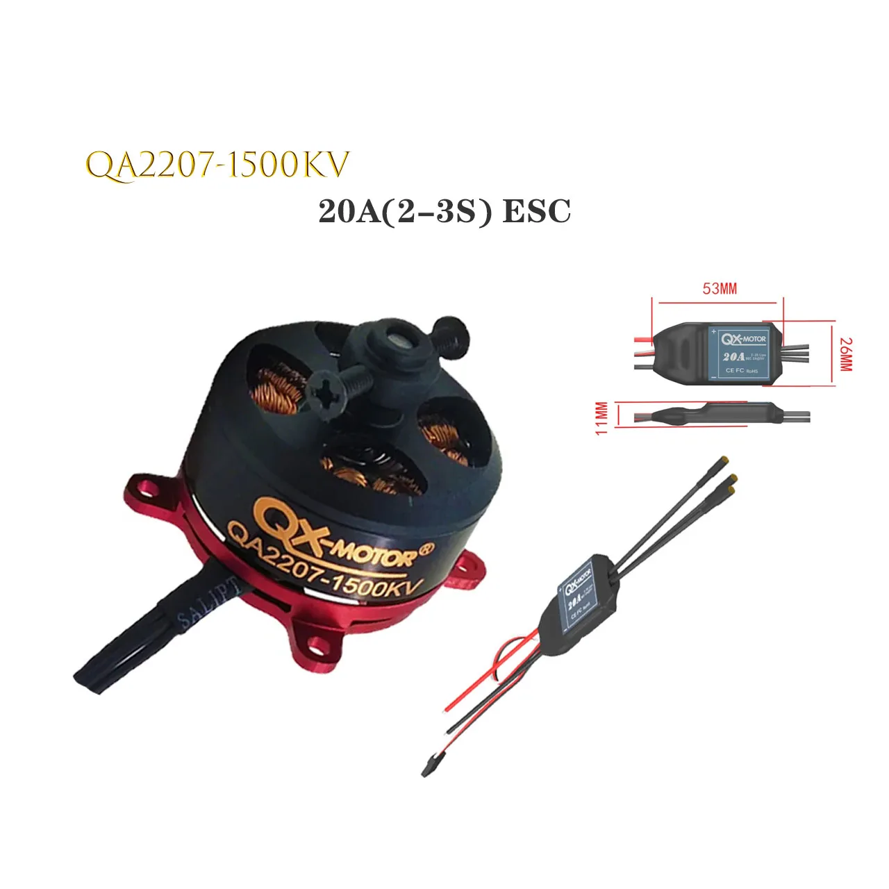 

QX-MOTOR QA2207- 1500KV бесщеточный двигатель с 20A 2-3S ESC для F3P RC самолета с неподвижным крылом