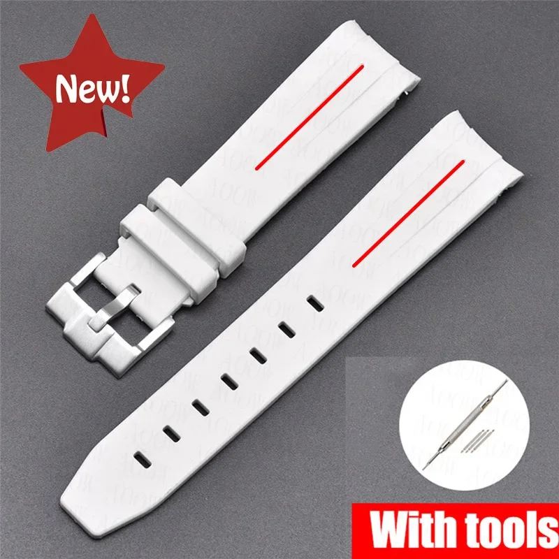 NONE Uhrenarmband für Omega X Swatch Joint MoonSwatch Speedmaster, gebogenes Ende, Gummi-Silikonarmband, Damen und Herren, weiches Sportarmband, 20 mm 3