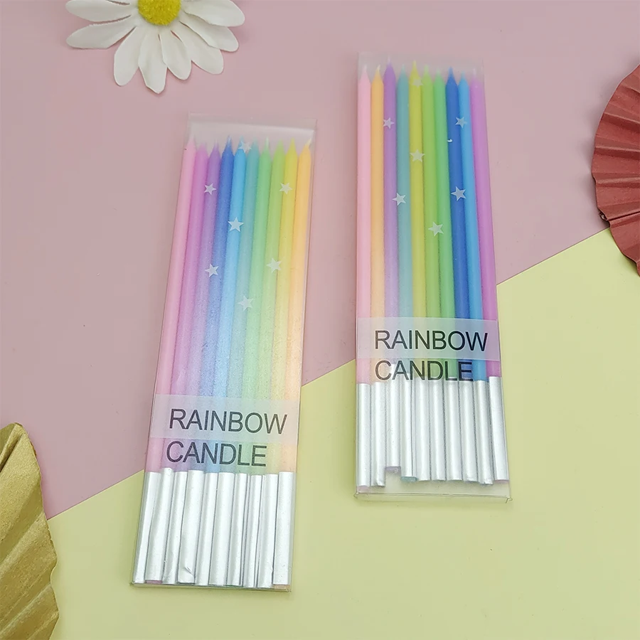 10PCS Buntstift Gewinde Kerzen Alles Gute Zum Geburtstag Kinder Party Kreative Gewinde Regenbogen Kuchen verziert Kerzen – Detail 6
