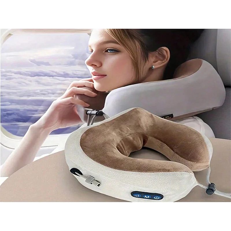 Soothing Heat Therapy Neck Massager-U-Shaped Pillow with Deep Tissue Kneading Ideal for Relaxation Travel Office or Home Use