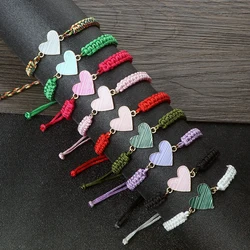 More Color Heart Shape Pendant Bracelet Lover Handmade String Bangles Chain Adjustable Pulsera Jewelry Gift for Friend