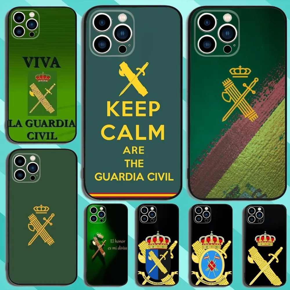 Spanish Guard Civil Emblem  Phone Case For iPhone 15,14,13,12,11,Plus,Pro Max,XS,X,XR,SE,Mini,8,7 Soft Silicone Black Cover