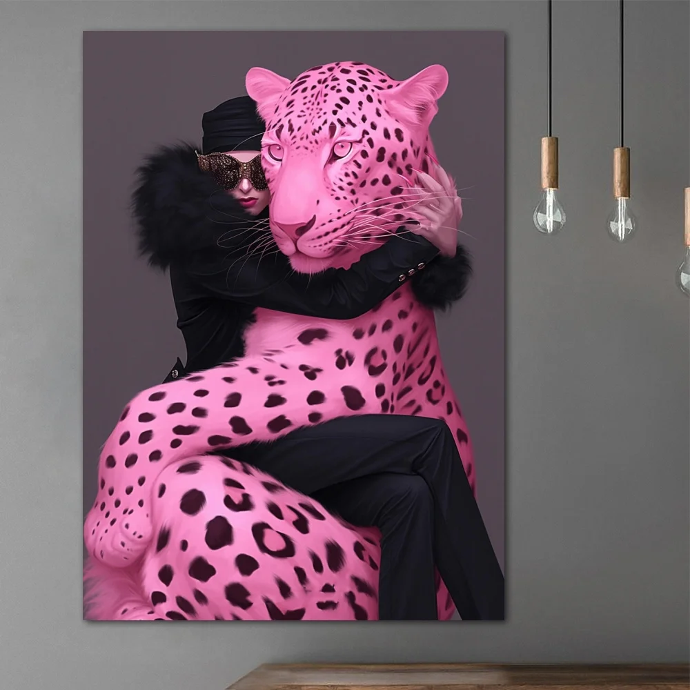 Póster de la Pantera Rosa para mujer, arte de pared en lienzo, decoración del hogar, póster para amantes de los animales, decoración de pared, impresión en lienzo de alta calidad