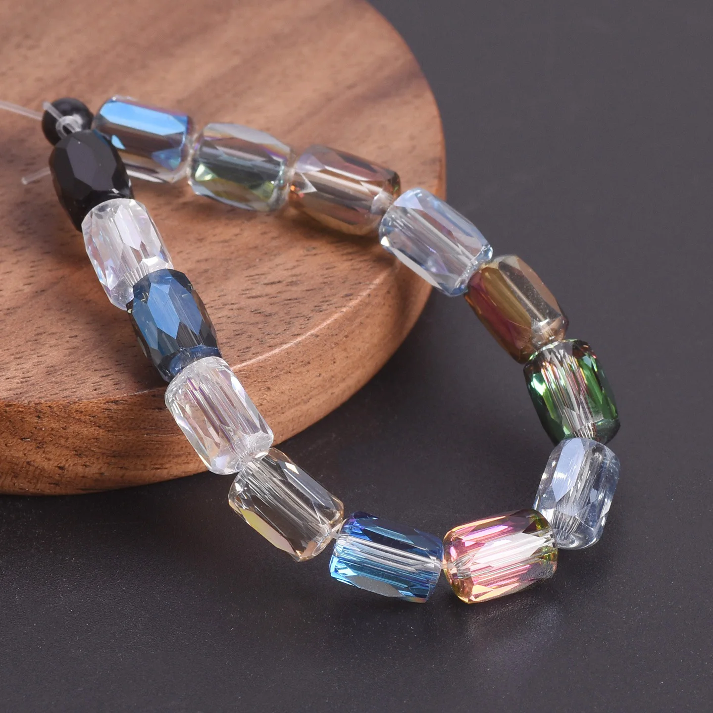 Zylinderform, bunt plattiert, facettierte Kristallglas-lose Perlen, 20 Stück, 8 x 6 mm, für Schmuckherstellung, DIY-Bastelzubehör – Detail 2