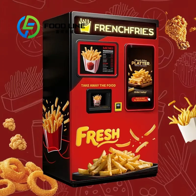 French Fries Vending Machine, Independent Closed‑Cooking Structure Dust‑Proof Hygienic Unattended Fast‑Food Vending Equipment