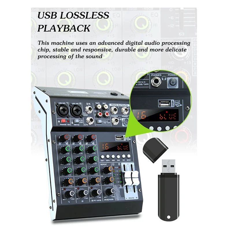 

Excellent-HM-4M 4 Channel Studio Audio Mixer Sound Mixing Console For PC Recording DJ Stage Family KTV Campus Speech Meeting