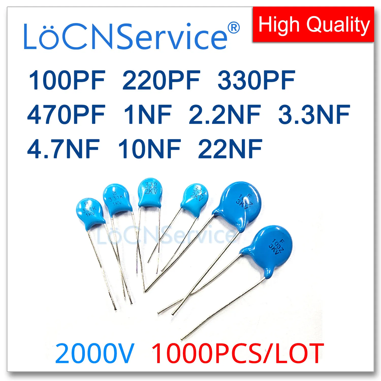 1000PCS 2000V CT81 100PF 220PF 330PF 470PF 1NF 2.2NF 3.3NF 4.7NF 10NF 22NF High voltage Ceramic Capacitor High Quality 2KV 103