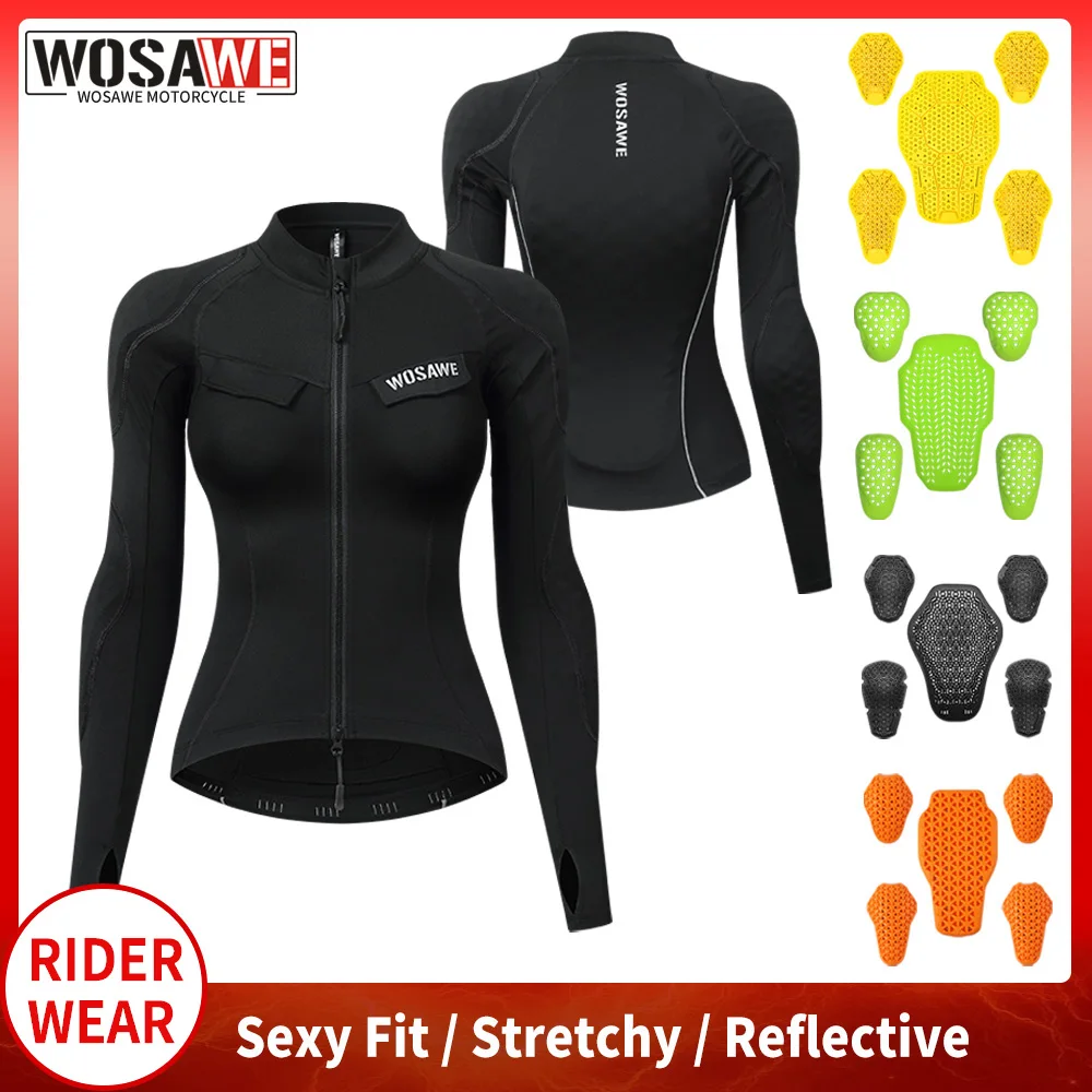 WOSAWE Women Motorcycle Jacket Summer Rider Body Soft Gear Street Riding Jacket Stretchy Breathable Sports Training Yoga Clothes