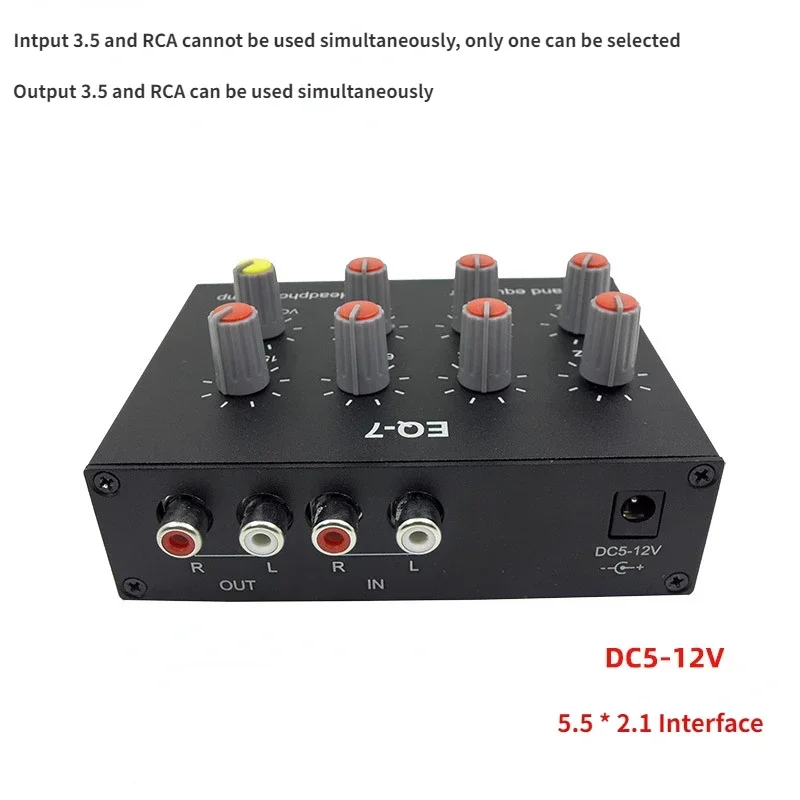 Audio EQ-7 Audiosignal-Vorverstärker, 7-Band-Equalizer, Passen Sie den Bass-Sound an, Telefon, Computer, Kopfhörerverstärker