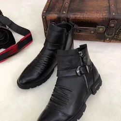 Autumn New Knight Boots Cotton ShoesCasual Sports Shoes Leather Shoes High Top Shoes Fashionable Men's Shoes