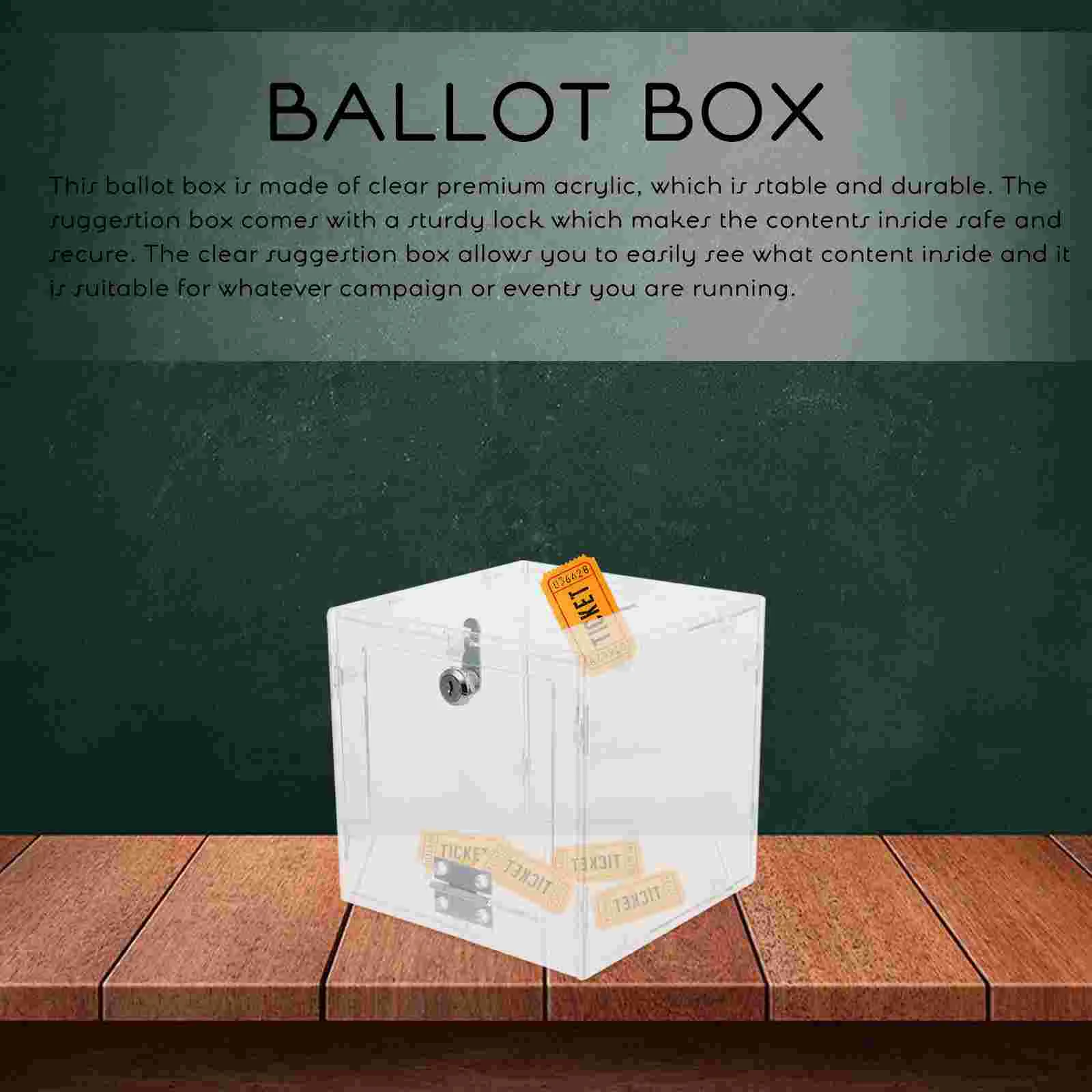 Acrylic Ballot Box Premium Material Suggestion with Lock Clear Donation Air Ticket