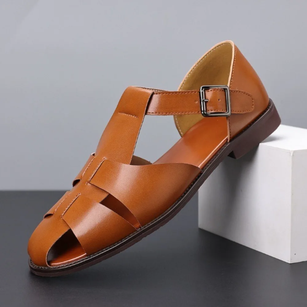 

Men's Sandals Bag Head Breathable Business Casual Cool Leather Shoes Decorative Buckle Casual Sandals Man Business Sandals