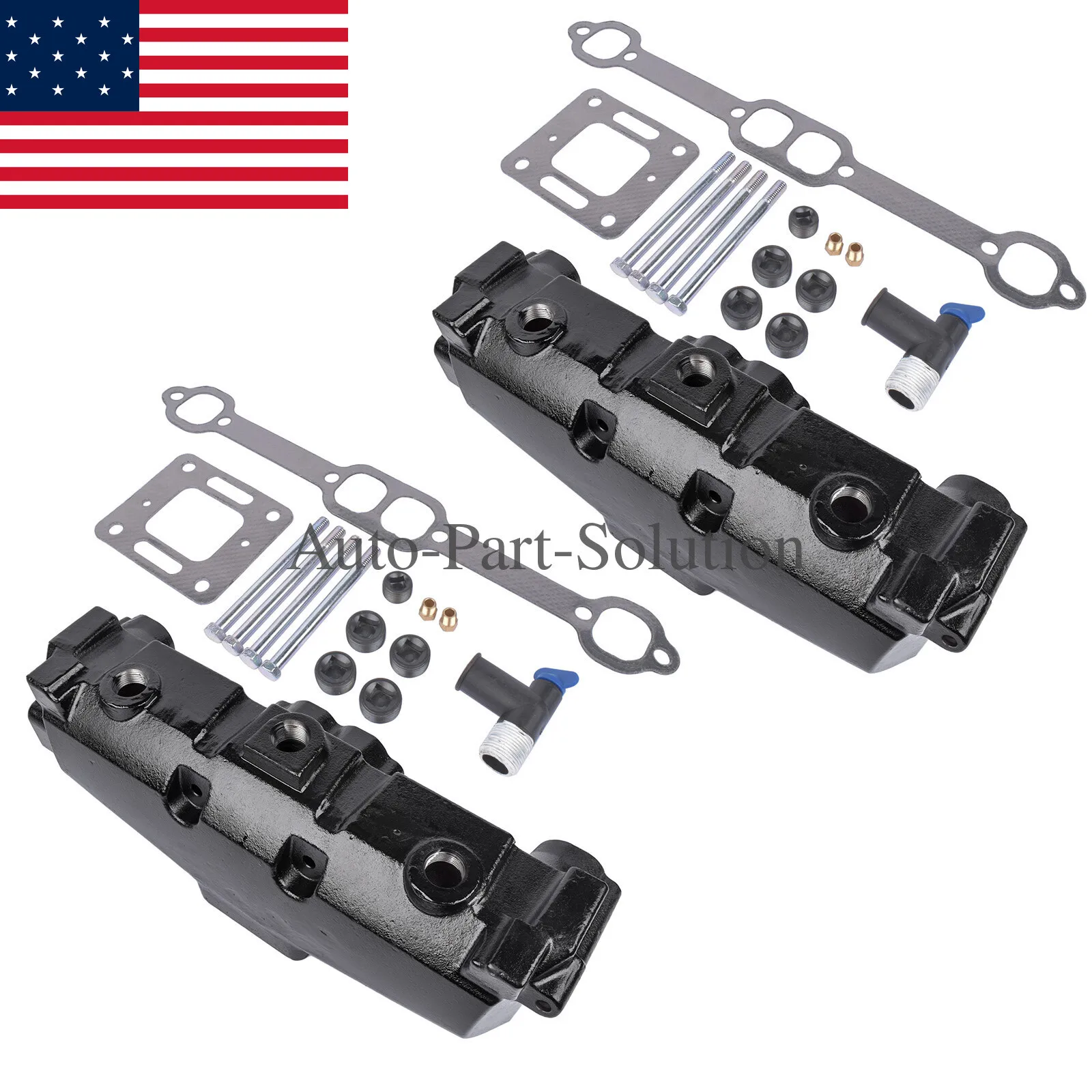 AP03 2*Exhaust Manifold for Mercruiser Gm Chevy Marine 5.0L 5.7L V8 305 350 1983-2002