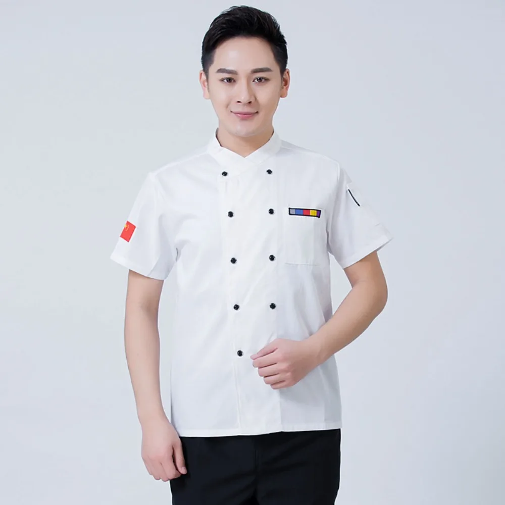 Short-Sleeve Chef Uniforms for Men & Women - Breathable Workwear for Bakery, Restaurant & Kitchen, Quick-Dry & Sweat-Absorbent
