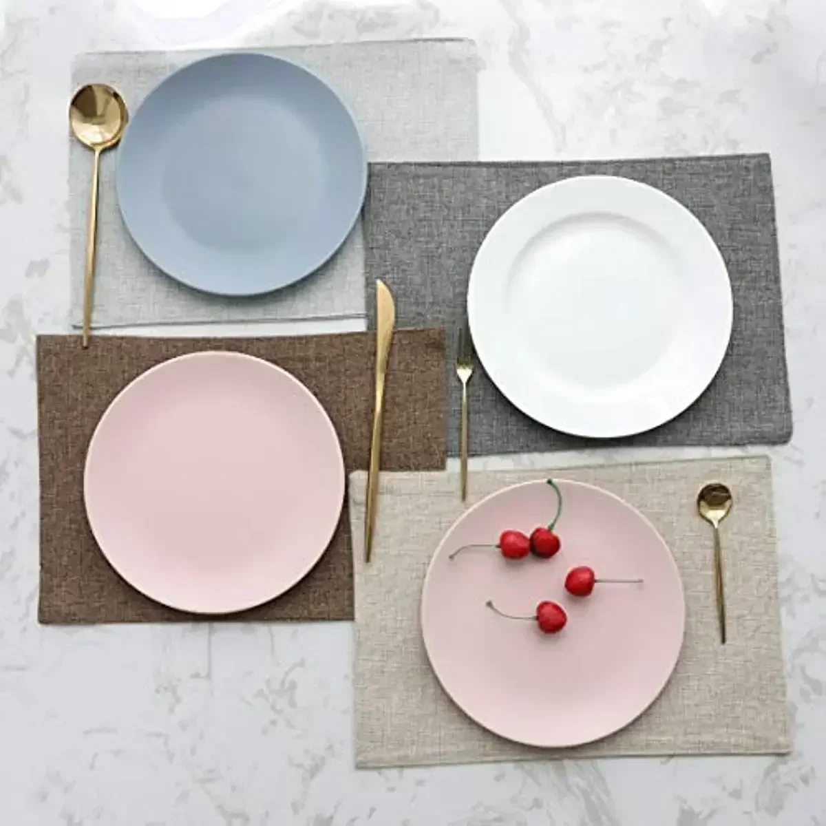 Heat-Resistant Linen Placemat, Light Fabric Table Mat, Kitchen Dining Decor,