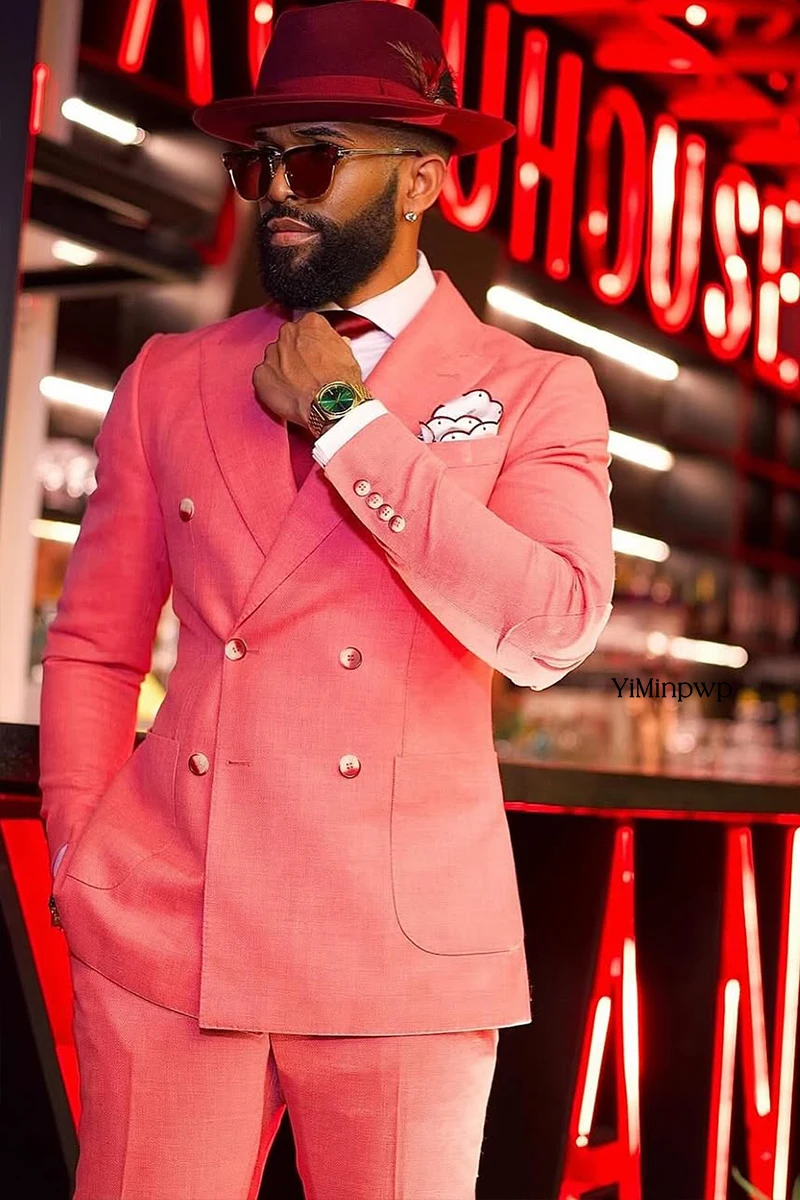 ชุดสูทผู้ชายแบบดีไซเนอร์ 2 ชิ้น ชุดสูทแบบกระดุมสองแถว สำหรับงานแต่งงาน งานเลี้ยง ชุดทักซิโด้ ชุดทำงานในออฟฟิศ - ชุดเจ้าบ่าวแบบเป็นทางการ