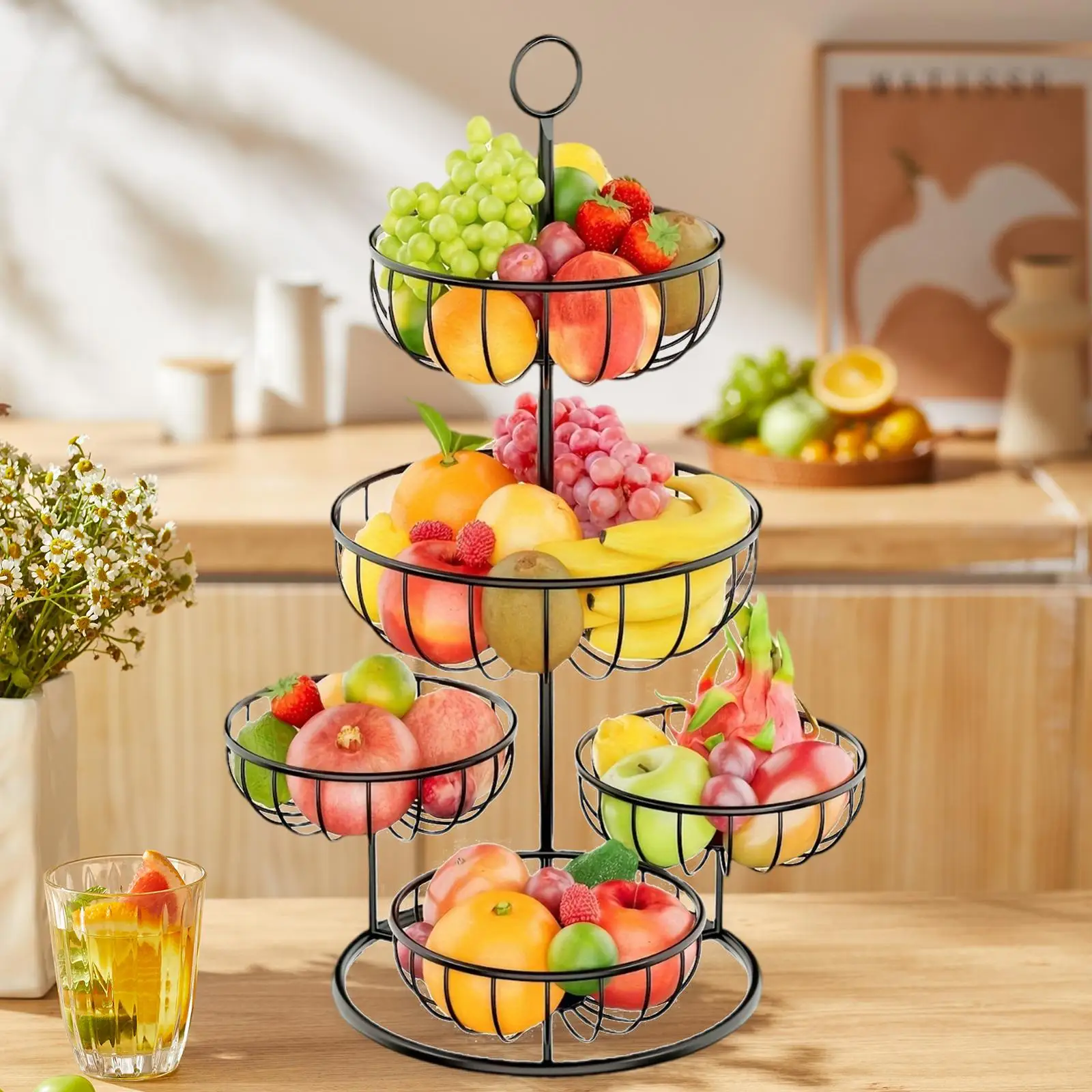 5 Tier Fruit Basket Bowl Multiuse Fruit Bowl Holder for Onion Storage Veggie