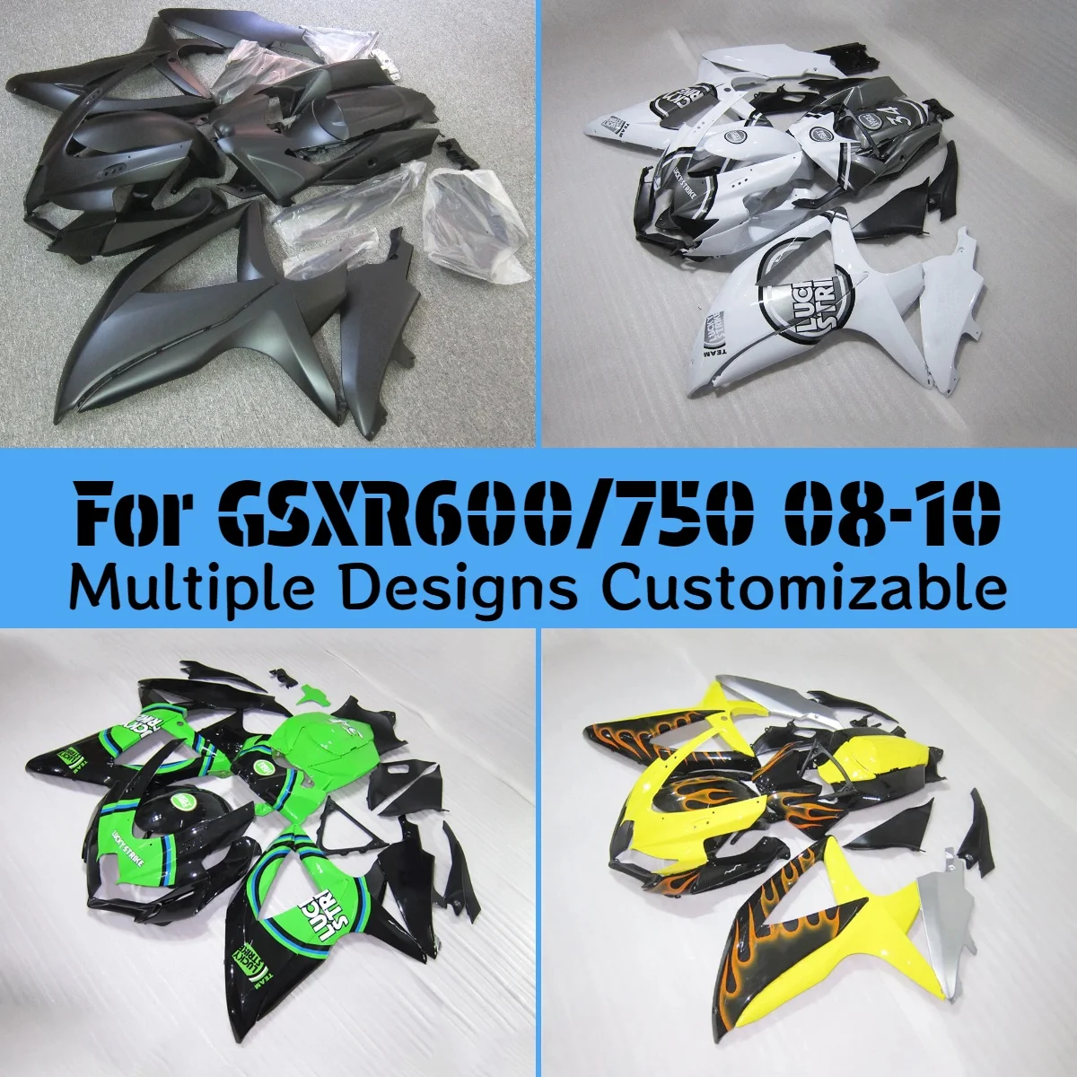 

Комплект обтекателей GSXR600/750 2008 2009 2010, зеленый, черный, аксессуары для мотоциклов, обтекатели для GSXR 600 750 08 09 10