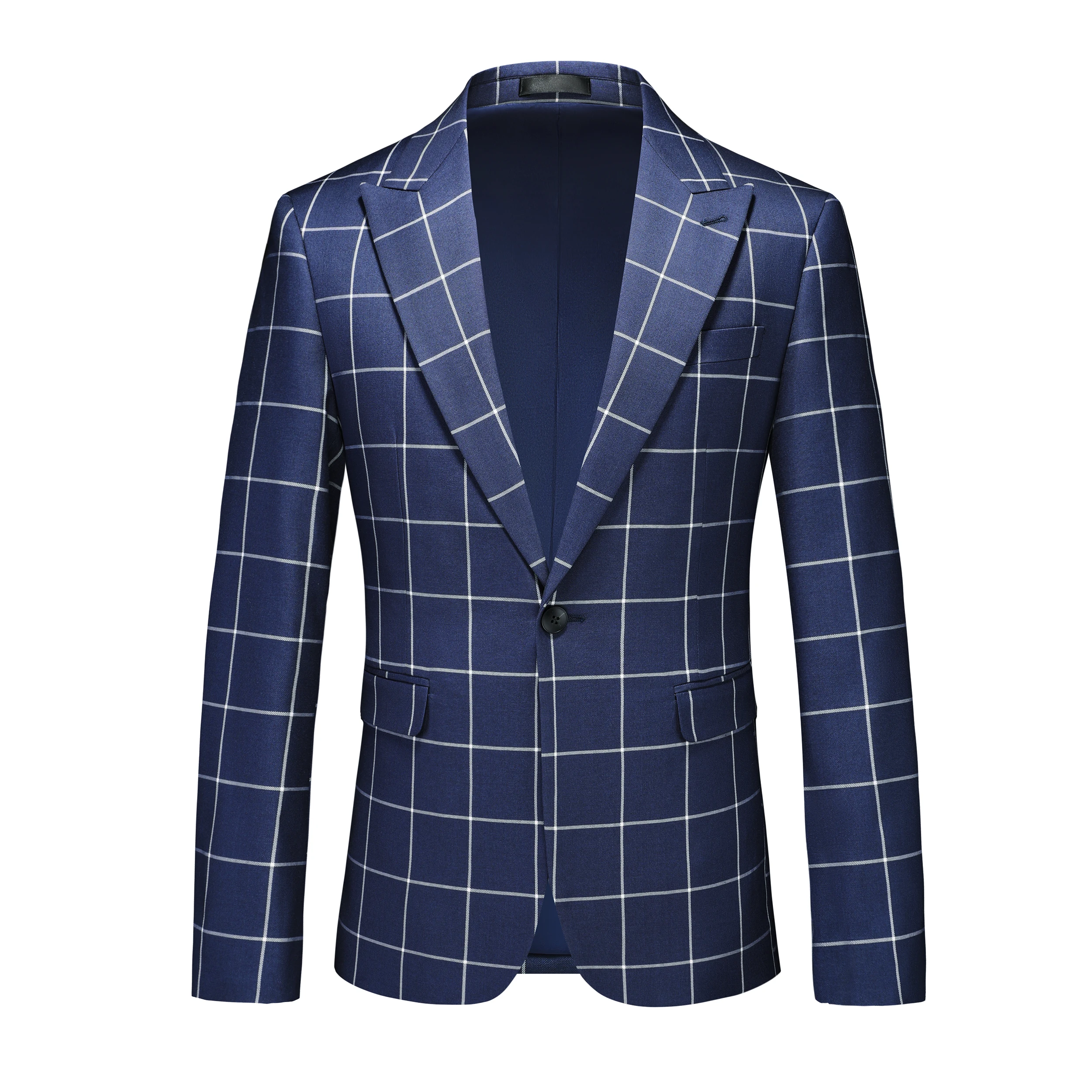 

Plaid Blazer Man High Quality One Button Business Formal Wear Men's Blazers Jacket Slim Fit Casual Suit Coats Men Clothing 6XL-M