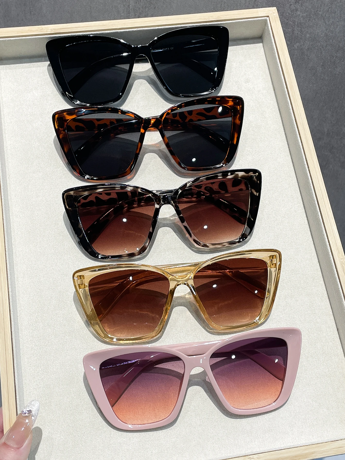 5 Stück Cat-Eye-Sonnenbrillen mit großem Rahmen, modische Sonnenbrillen im Hip-Hop-Stil, personalisierte Sonnenschutzbrillen für Shopping, Fotografie, Partys