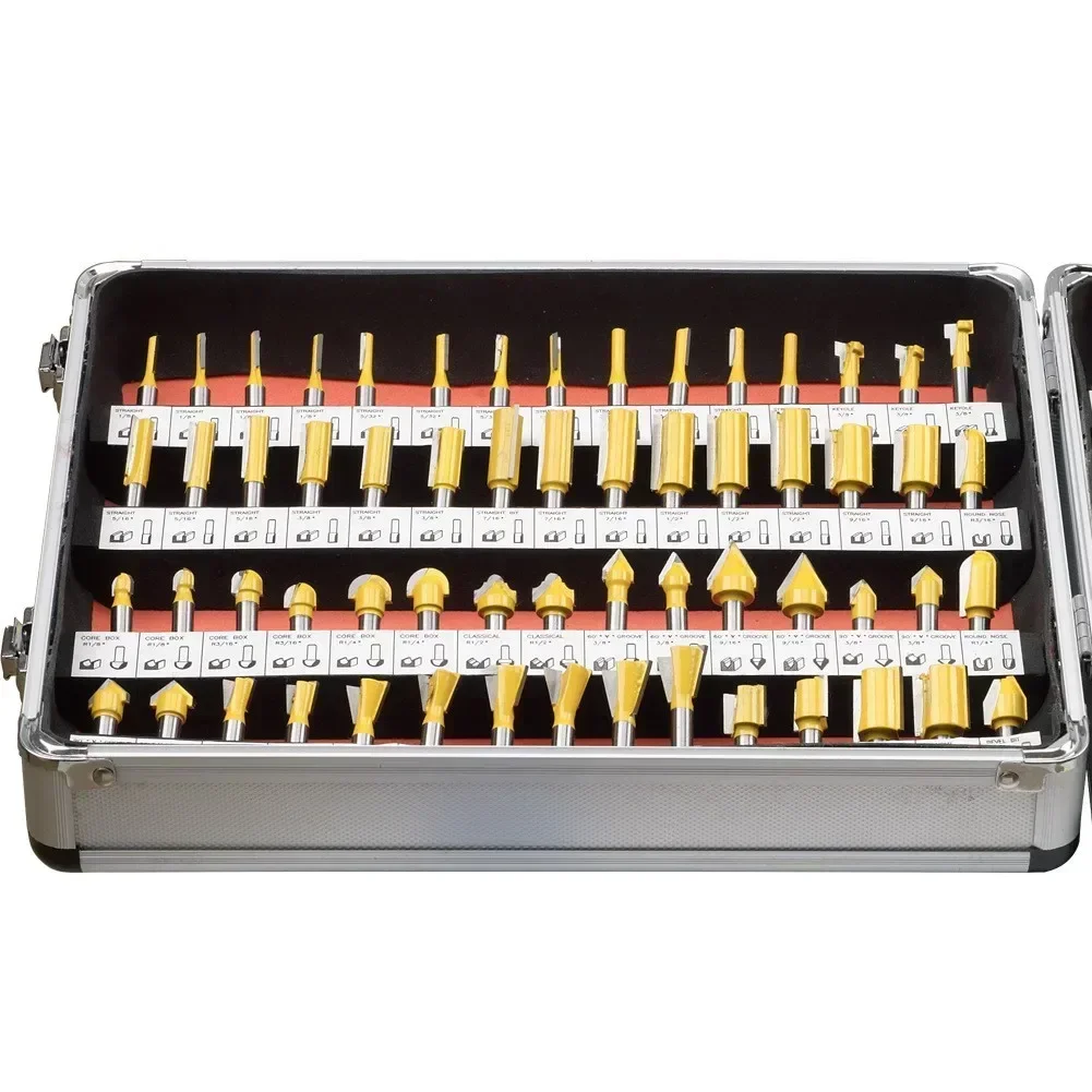 1/4 INCH SHANK-100PCS,CNC tungsten solid carbide woodworking router bit,Edge trimming machine wood milling cutter,wood tool set