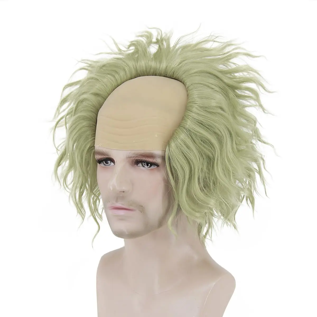 Mens Green Wig for Scary Costume Cute Soft Wavy Wigs for Party Cosplay  Ginger Bald Head Wig Halloween Party Cosplay Costume