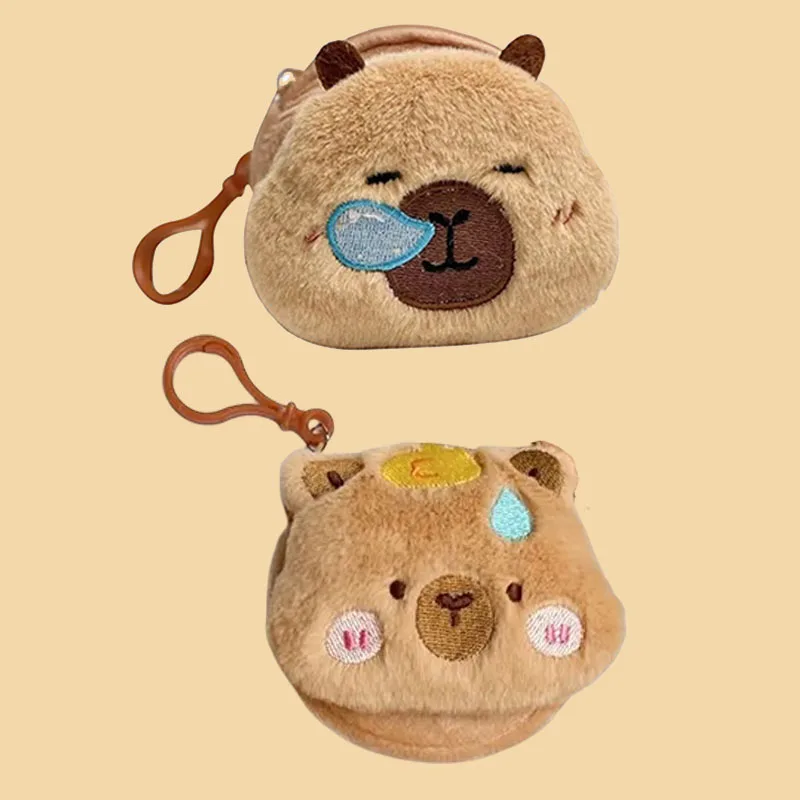 Capibara coin Purse Cute Water Guinea Pig Headset Bag pendant Cartoon plush Water Guinea Pig Keychain Doll Bag Organizer Bag Min